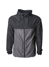 Load image into Gallery viewer, Mens Super Lightweight Hooded Full Zip Up Windbreaker Jacket Top Black Bottom Graphite Grey

