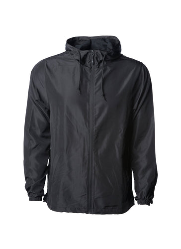 Unisex Super Lightweight Full Zip Up Black Windbreaker Hooded Jacket