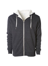 Load image into Gallery viewer, Unisex Heavyweight Charcoal Heather Sherpa Lined Zip Hoodie
