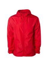 Load image into Gallery viewer, Unisex Super Lightweight Full Zip Up Red Windbreaker Hooded Jacket
