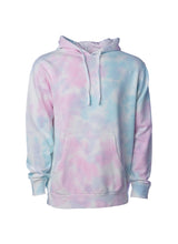 Load image into Gallery viewer, Unisex Cotton Candy Pink and Blue Tie Dye Hoodie Midweight Pullover
