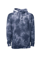 Load image into Gallery viewer, Unisex Navy Blue Tie Dye Hoodie Midweight Pullover
