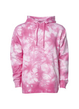 Load image into Gallery viewer, Unisex Pink Tie Dye Hoodie Midweight Pullover
