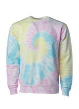 Load image into Gallery viewer, Unisex Fit Baby Blue with Yellow and Pink Swirl Tie Dye Crewneck Sweatshirt
