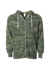 Load image into Gallery viewer, Lightweight Slim Fit Forest Camo Zip Hoodie
