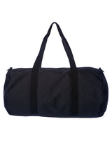 Load image into Gallery viewer, Black duffel travel bag with white polka dots
