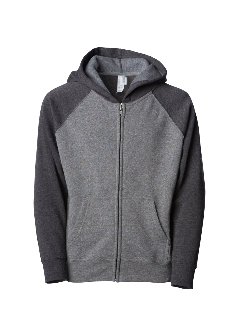Toddler Lightweight Ultra Soft Nickel Grey Body With Carbon Grey Sleeves Zip Up Hoodie