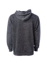 Load image into Gallery viewer, Unisex black acid wash pullover hoodie back view

