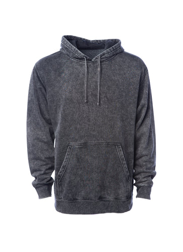 Unisex black acid wash pullover hoodie