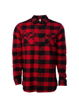 Load image into Gallery viewer, Mens red heather and black plaid flannel shirt
