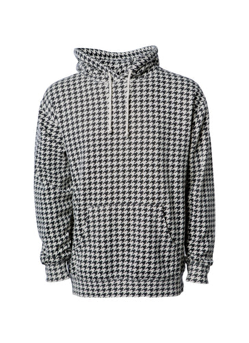 Houndstooth pattern pullover heavyweight hoodie