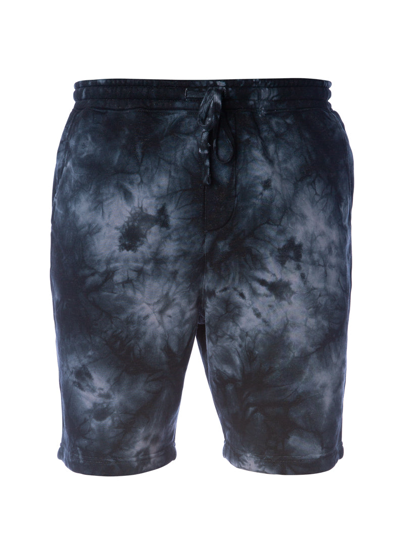 Mens Black Tie Dye Sweat Shorts With Pockets