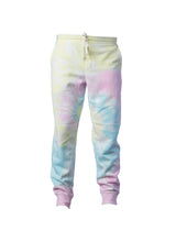 Load image into Gallery viewer, Mens Sunset Swirl Pink And Yellow Tie Dye Sweatpants With Pockets
