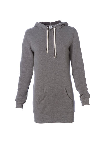 Women's Super Soft Nickel Light Grey Pullover Dress with a Hoodie