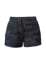 Load image into Gallery viewer, Womens super soft lounge sweatshorts in Black Camo
