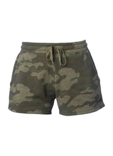 Load image into Gallery viewer, Womens super soft lounge sweatshorts in Forest Camo
