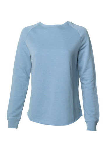 Women's Color Washed Ultra Soft Vintage Misty Blue Crew Sweatshirt