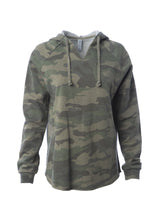 Load image into Gallery viewer, Women&#39;s Color Washed Ultra Soft V-Neck Forest Camo Pullover Vintage Hoodie
