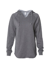 Load image into Gallery viewer, Women&#39;s Color Washed Ultra Soft V-Neck Shadow Grey Pullover Vintage Hoodie
